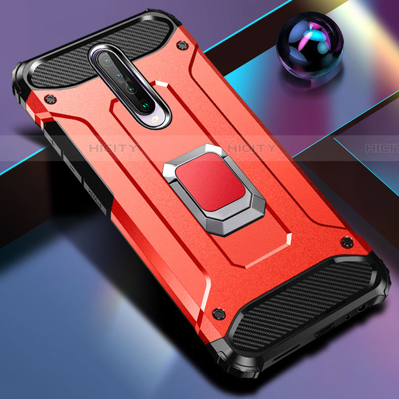 Funda Bumper Silicona y Plastico Mate Carcasa con Magnetico Anillo de dedo Soporte para Xiaomi Redmi K30i 5G