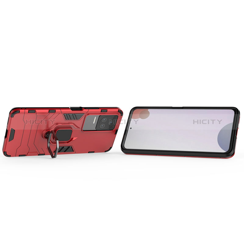 Funda Bumper Silicona y Plastico Mate Carcasa con Magnetico Anillo de dedo Soporte para Xiaomi Redmi K50 5G