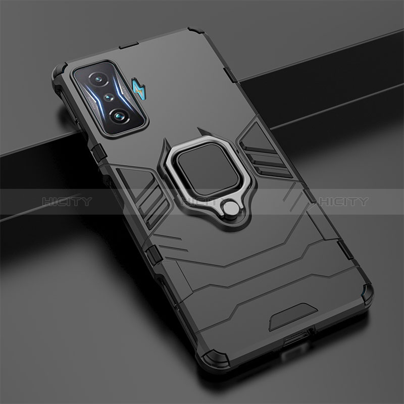 Funda Bumper Silicona y Plastico Mate Carcasa con Magnetico Anillo de dedo Soporte para Xiaomi Redmi K50 Gaming 5G