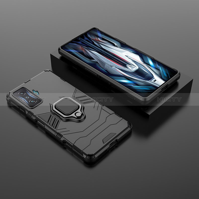 Funda Bumper Silicona y Plastico Mate Carcasa con Magnetico Anillo de dedo Soporte para Xiaomi Redmi K50 Gaming AMG F1 5G