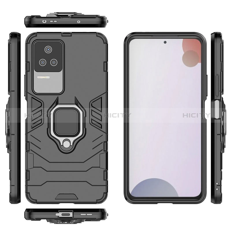 Funda Bumper Silicona y Plastico Mate Carcasa con Magnetico Anillo de dedo Soporte para Xiaomi Redmi K50 Pro 5G