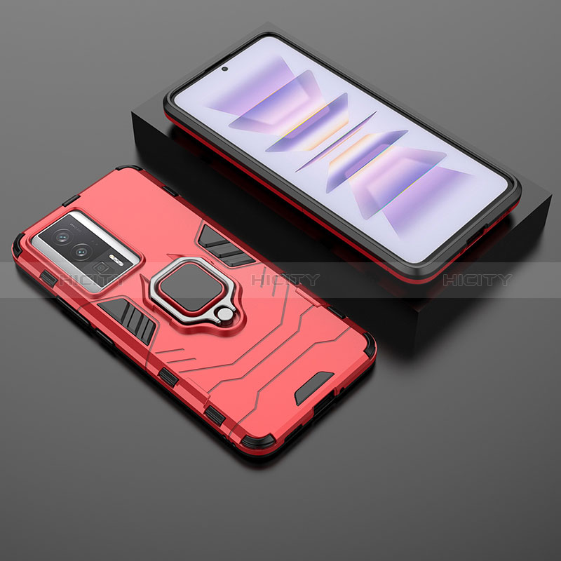 Funda Bumper Silicona y Plastico Mate Carcasa con Magnetico Anillo de dedo Soporte para Xiaomi Redmi K60 Pro 5G