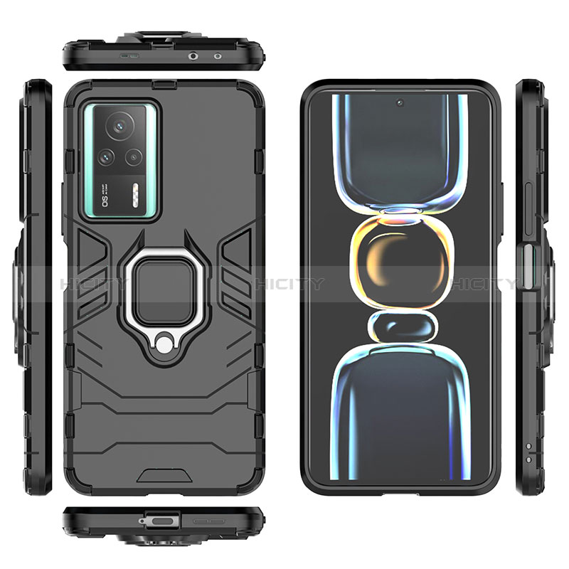 Funda Bumper Silicona y Plastico Mate Carcasa con Magnetico Anillo de dedo Soporte para Xiaomi Redmi K60E 5G