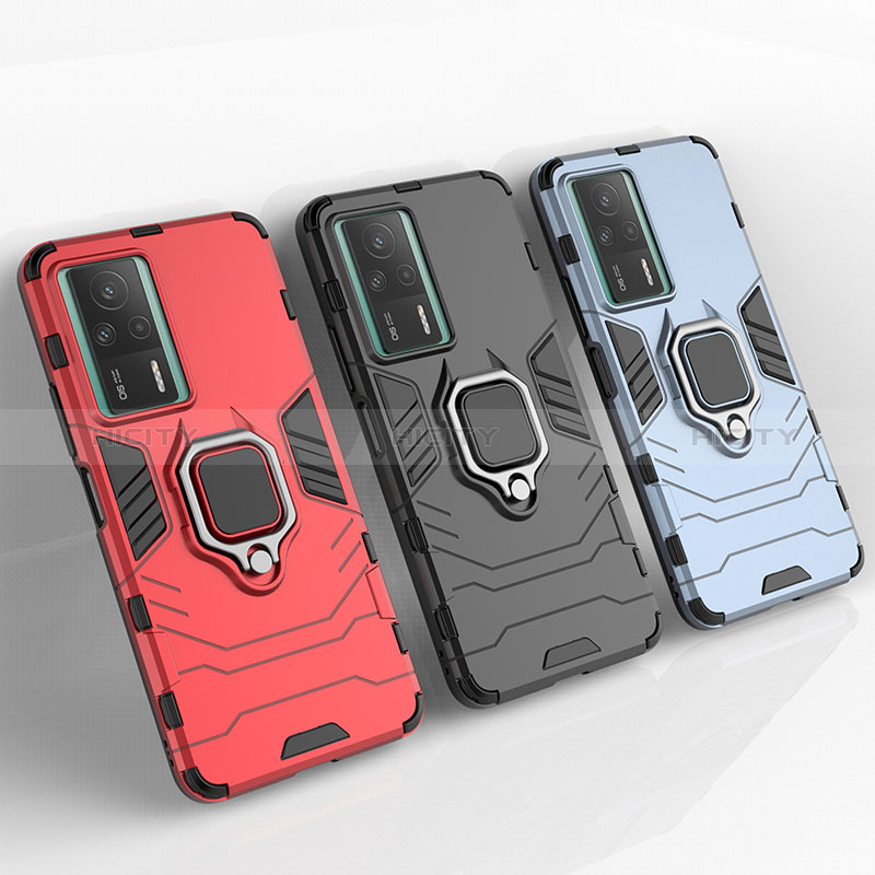 Funda Bumper Silicona y Plastico Mate Carcasa con Magnetico Anillo de dedo Soporte para Xiaomi Redmi K60E 5G