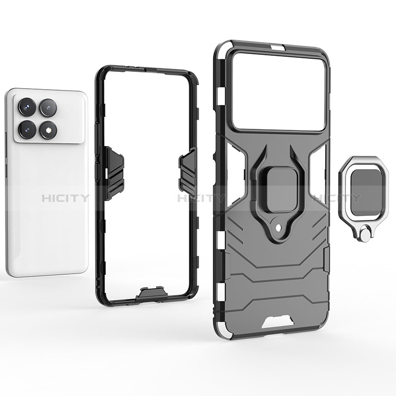 Funda Bumper Silicona y Plastico Mate Carcasa con Magnetico Anillo de dedo Soporte para Xiaomi Redmi K70 5G