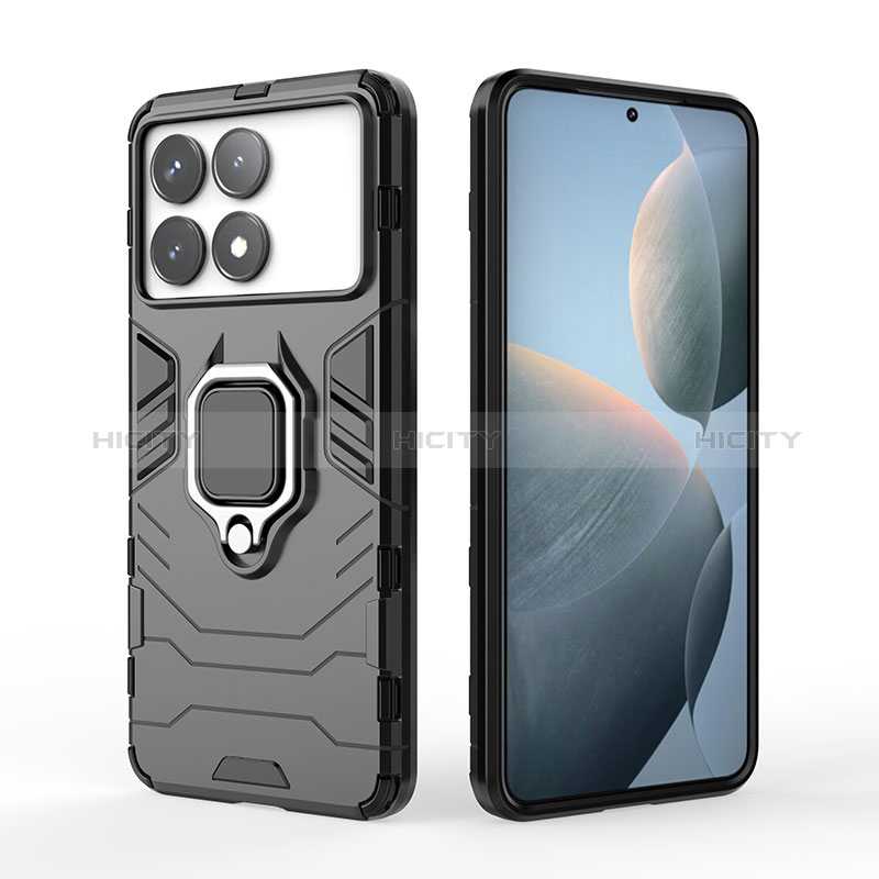 Funda Bumper Silicona y Plastico Mate Carcasa con Magnetico Anillo de dedo Soporte para Xiaomi Redmi K70E 5G