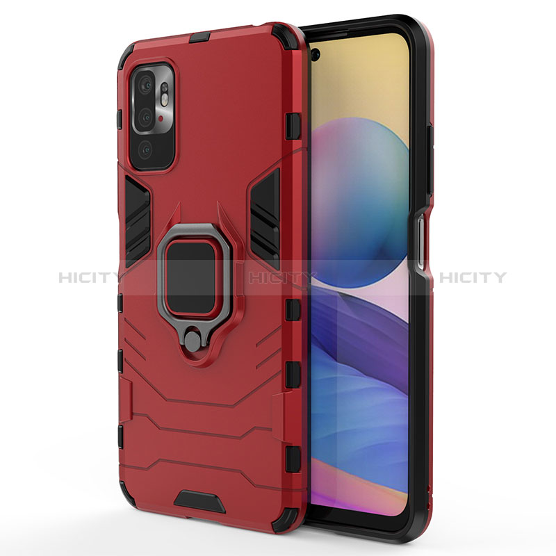 Funda Bumper Silicona y Plastico Mate Carcasa con Magnetico Anillo de dedo Soporte para Xiaomi Redmi Note 10 5G