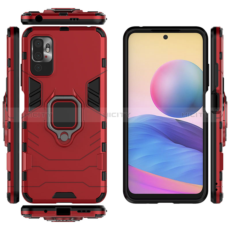 Funda Bumper Silicona y Plastico Mate Carcasa con Magnetico Anillo de dedo Soporte para Xiaomi Redmi Note 10 5G