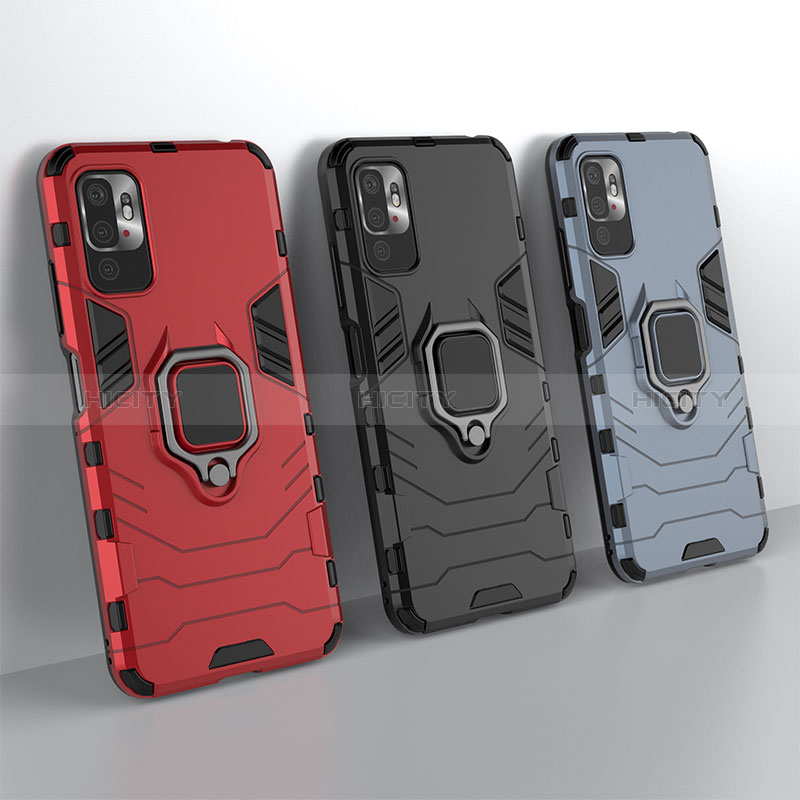 Funda Bumper Silicona y Plastico Mate Carcasa con Magnetico Anillo de dedo Soporte para Xiaomi Redmi Note 10 5G