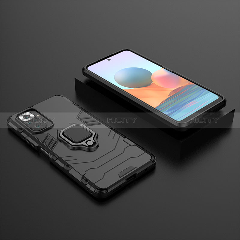 Funda Bumper Silicona y Plastico Mate Carcasa con Magnetico Anillo de dedo Soporte para Xiaomi Redmi Note 10 Pro 4G