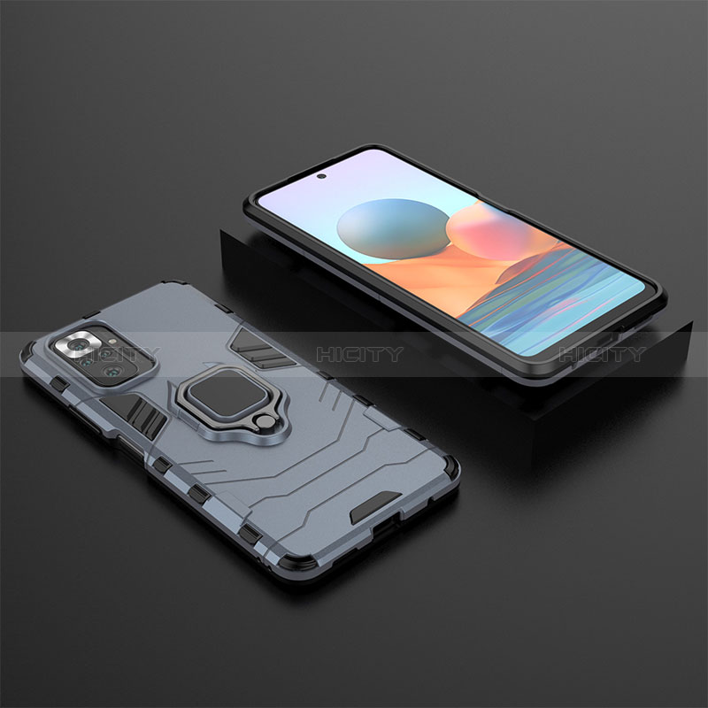 Funda Bumper Silicona y Plastico Mate Carcasa con Magnetico Anillo de dedo Soporte para Xiaomi Redmi Note 10 Pro 4G