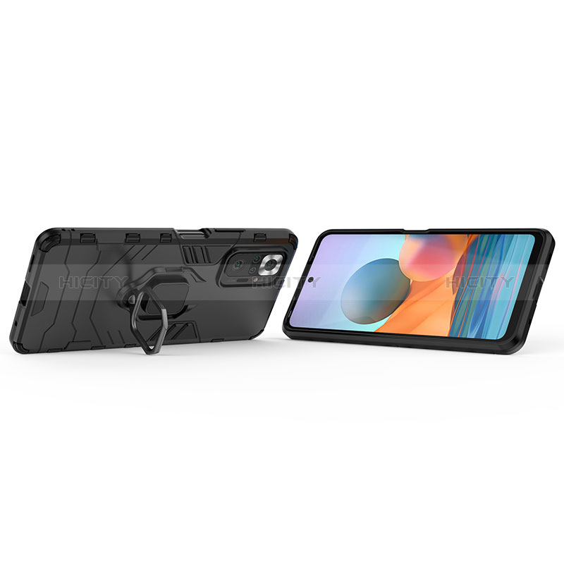 Funda Bumper Silicona y Plastico Mate Carcasa con Magnetico Anillo de dedo Soporte para Xiaomi Redmi Note 10 Pro 4G