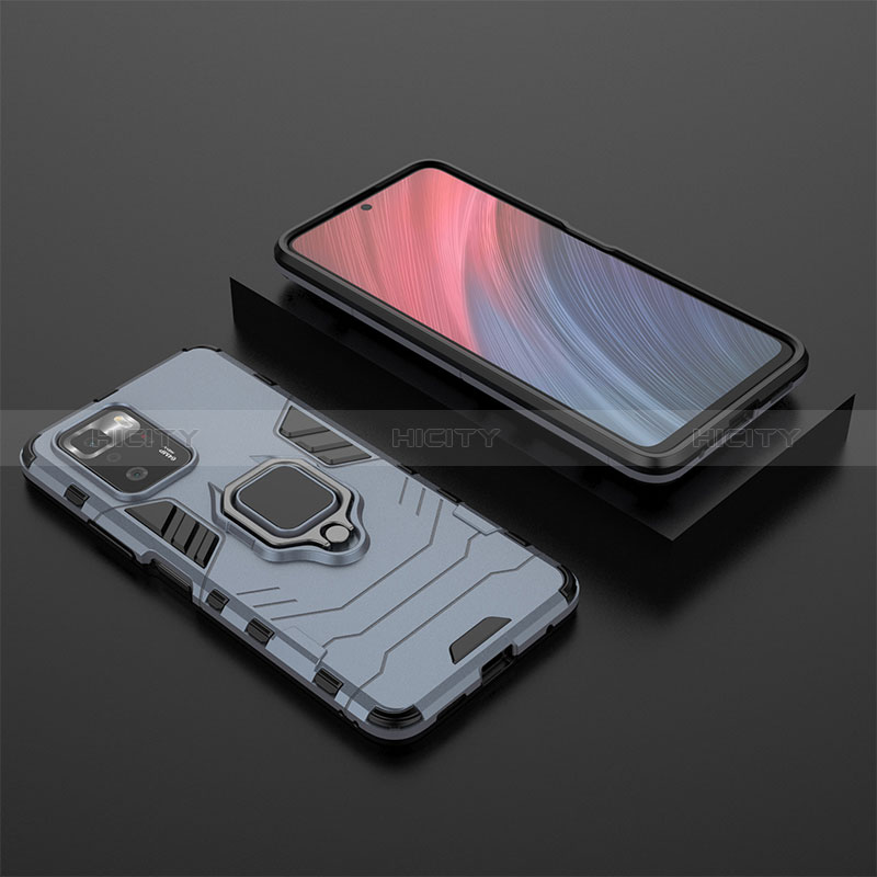 Funda Bumper Silicona y Plastico Mate Carcasa con Magnetico Anillo de dedo Soporte para Xiaomi Redmi Note 10 Pro 5G