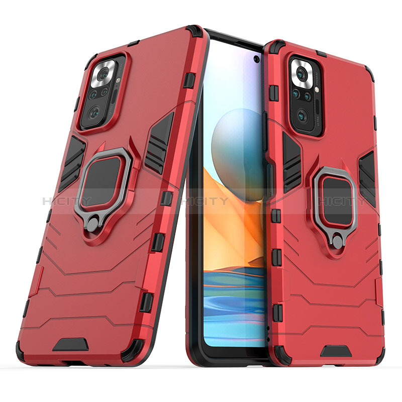 Funda Bumper Silicona y Plastico Mate Carcasa con Magnetico Anillo de dedo Soporte para Xiaomi Redmi Note 10 Pro Max