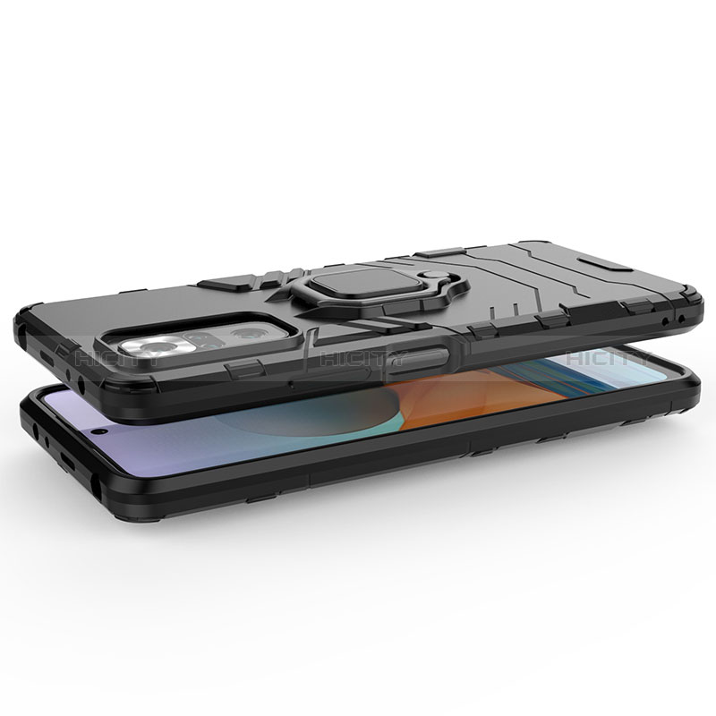 Funda Bumper Silicona y Plastico Mate Carcasa con Magnetico Anillo de dedo Soporte para Xiaomi Redmi Note 10 Pro Max