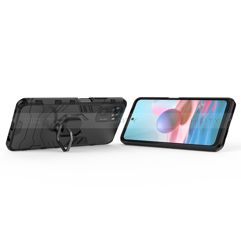 Funda Bumper Silicona y Plastico Mate Carcasa con Magnetico Anillo de dedo Soporte para Xiaomi Redmi Note 10S 4G