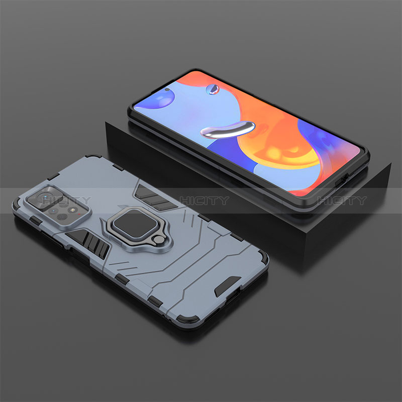 Funda Bumper Silicona y Plastico Mate Carcasa con Magnetico Anillo de dedo Soporte para Xiaomi Redmi Note 11 Pro 5G