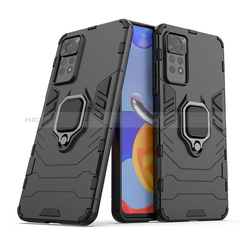 Funda Bumper Silicona y Plastico Mate Carcasa con Magnetico Anillo de dedo Soporte para Xiaomi Redmi Note 11 Pro 5G