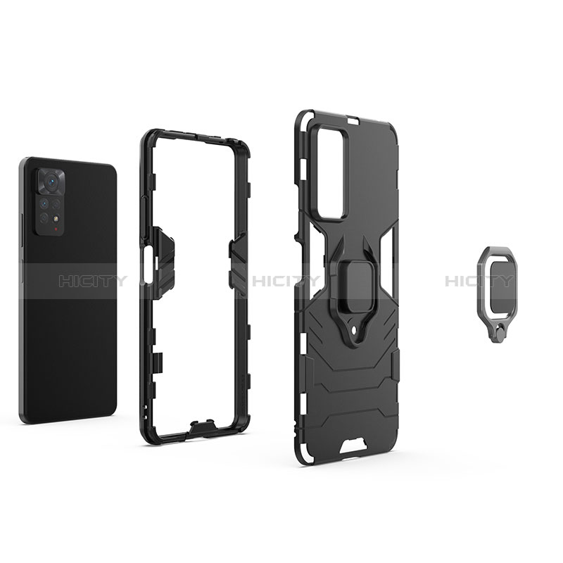 Funda Bumper Silicona y Plastico Mate Carcasa con Magnetico Anillo de dedo Soporte para Xiaomi Redmi Note 11 Pro 5G