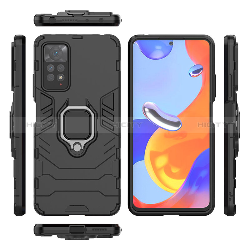 Funda Bumper Silicona y Plastico Mate Carcasa con Magnetico Anillo de dedo Soporte para Xiaomi Redmi Note 11 Pro 5G