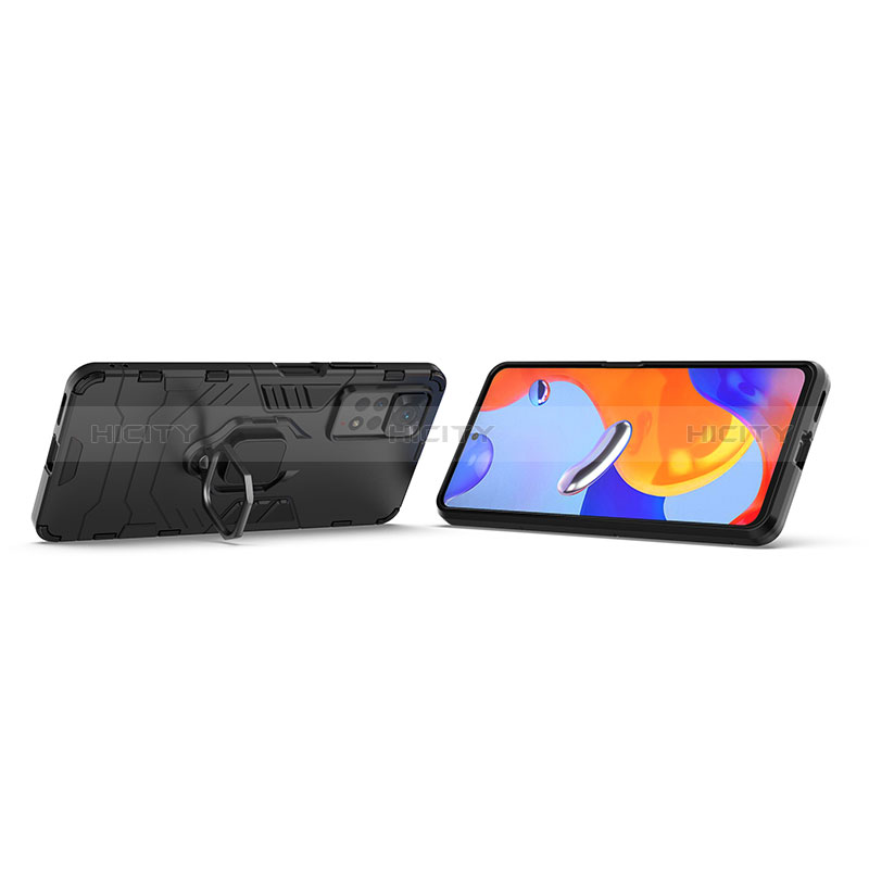 Funda Bumper Silicona y Plastico Mate Carcasa con Magnetico Anillo de dedo Soporte para Xiaomi Redmi Note 11 Pro 5G