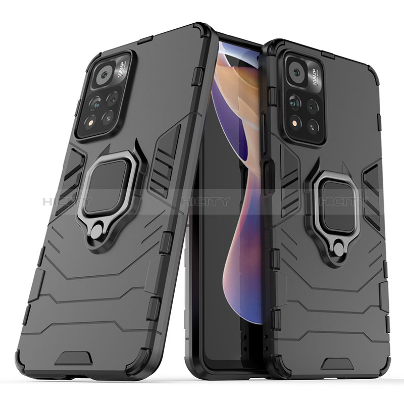 Funda Bumper Silicona y Plastico Mate Carcasa con Magnetico Anillo de dedo Soporte para Xiaomi Redmi Note 11 Pro+ Plus 5G