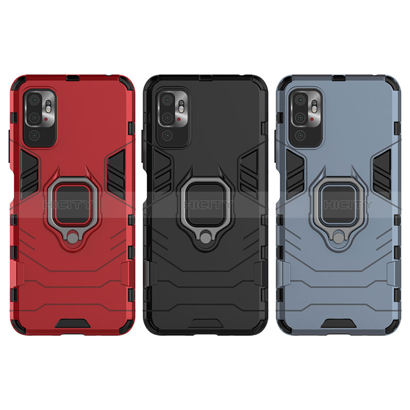 Funda Bumper Silicona y Plastico Mate Carcasa con Magnetico Anillo de dedo Soporte para Xiaomi Redmi Note 11 SE 5G