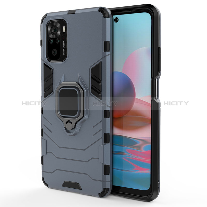 Funda Bumper Silicona y Plastico Mate Carcasa con Magnetico Anillo de dedo Soporte para Xiaomi Redmi Note 11 SE India 4G