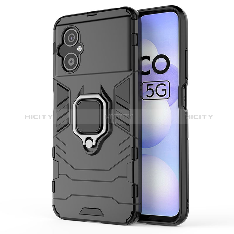 Funda Bumper Silicona y Plastico Mate Carcasa con Magnetico Anillo de dedo Soporte para Xiaomi Redmi Note 11R 5G