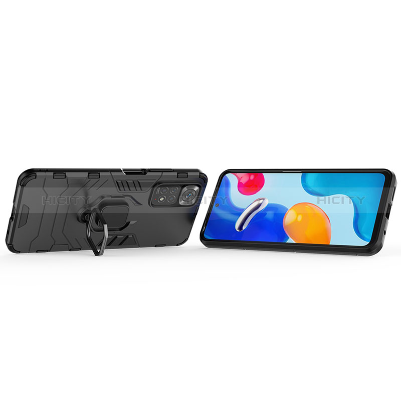 Funda Bumper Silicona y Plastico Mate Carcasa con Magnetico Anillo de dedo Soporte para Xiaomi Redmi Note 11S 4G