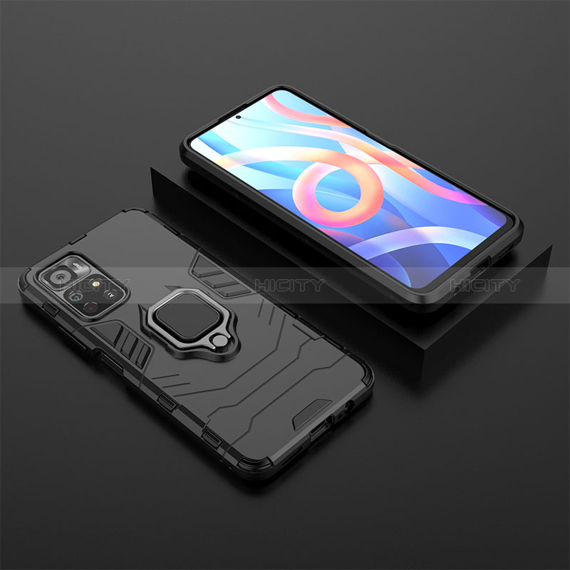 Funda Bumper Silicona y Plastico Mate Carcasa con Magnetico Anillo de dedo Soporte para Xiaomi Redmi Note 11S 5G