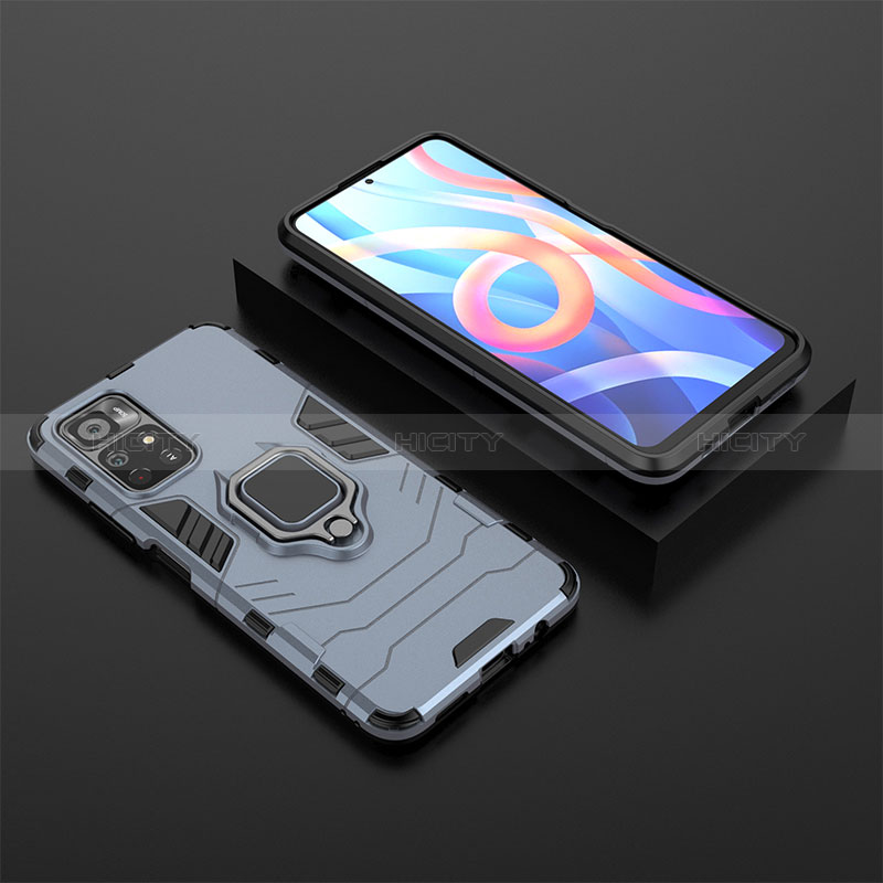 Funda Bumper Silicona y Plastico Mate Carcasa con Magnetico Anillo de dedo Soporte para Xiaomi Redmi Note 11S 5G