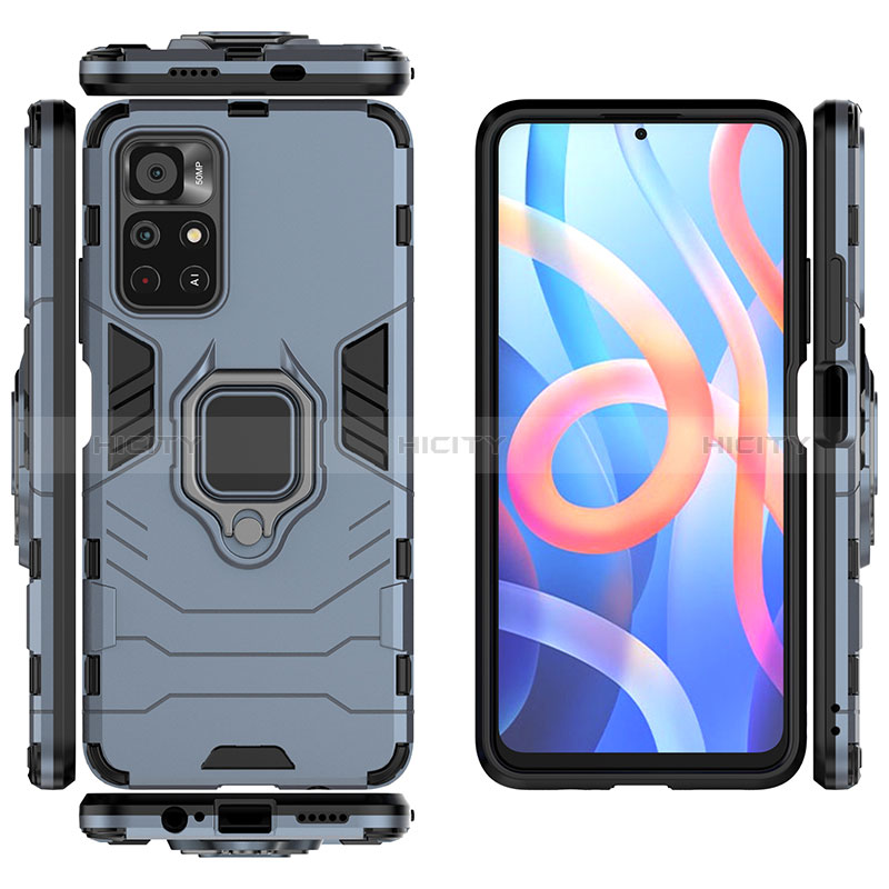 Funda Bumper Silicona y Plastico Mate Carcasa con Magnetico Anillo de dedo Soporte para Xiaomi Redmi Note 11S 5G