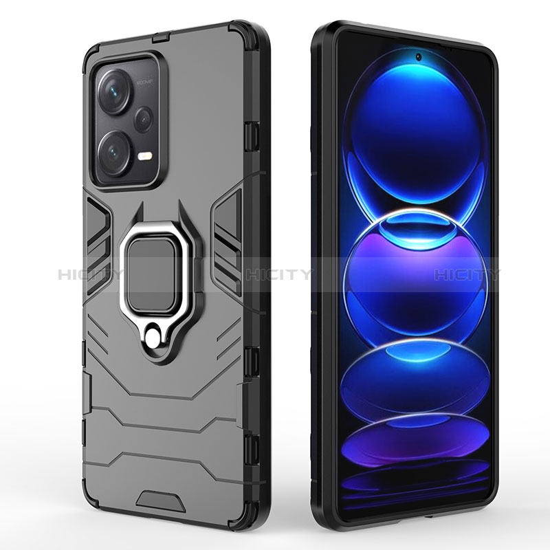 Funda Bumper Silicona y Plastico Mate Carcasa con Magnetico Anillo de dedo Soporte para Xiaomi Redmi Note 12 Explorer