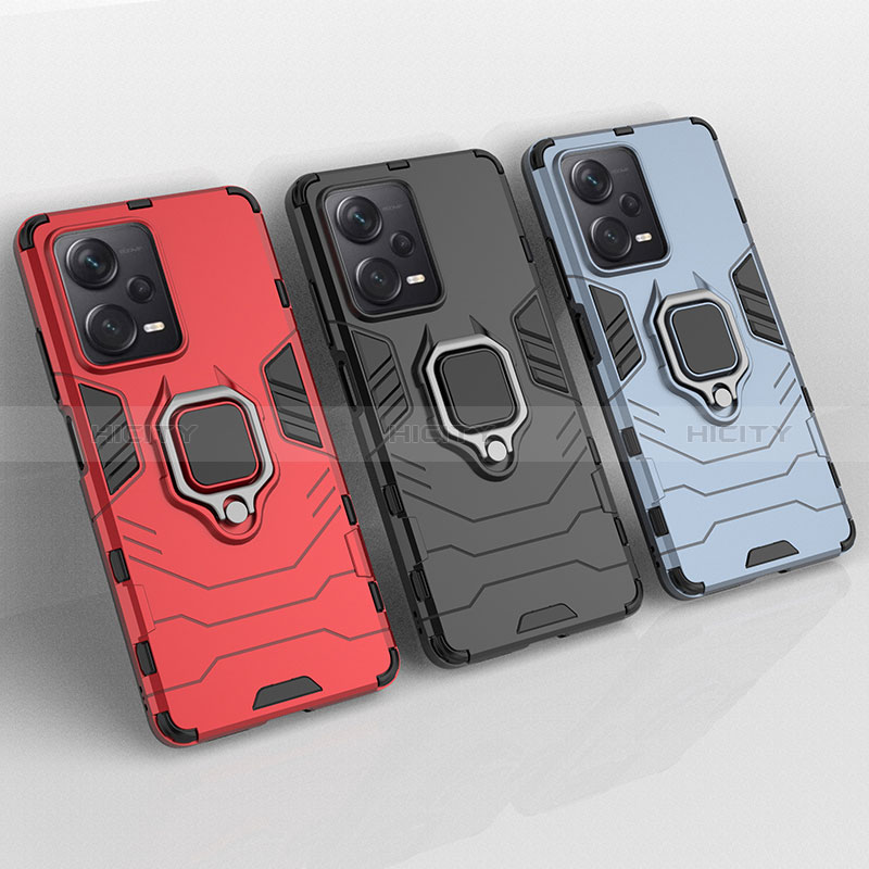 Funda Bumper Silicona y Plastico Mate Carcasa con Magnetico Anillo de dedo Soporte para Xiaomi Redmi Note 12 Explorer