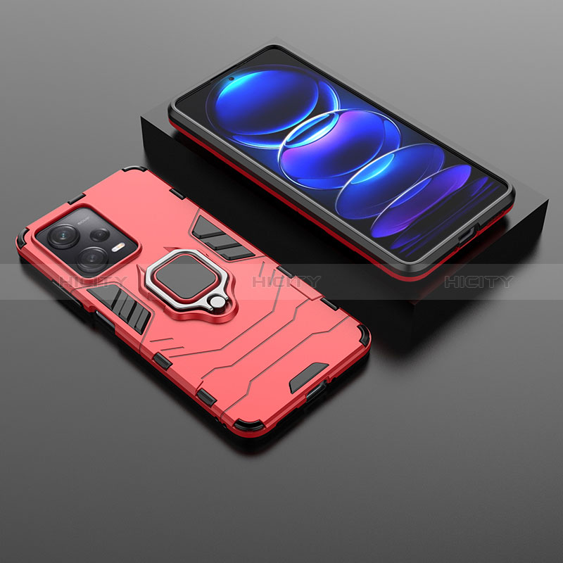 Funda Bumper Silicona y Plastico Mate Carcasa con Magnetico Anillo de dedo Soporte para Xiaomi Redmi Note 12 Pro 5G