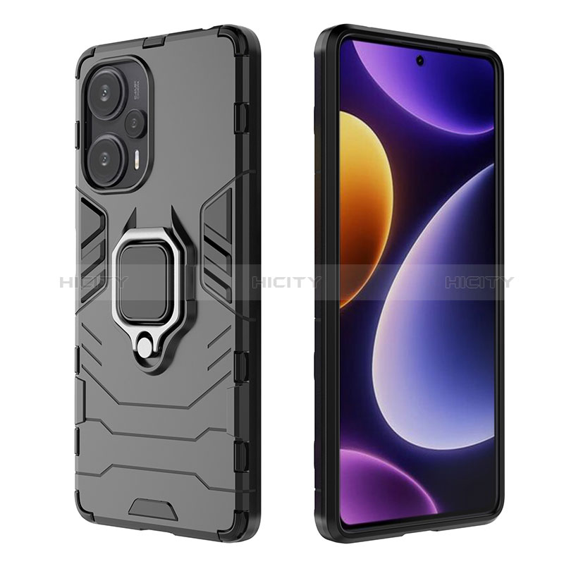 Funda Bumper Silicona y Plastico Mate Carcasa con Magnetico Anillo de dedo Soporte para Xiaomi Redmi Note 12 Turbo 5G