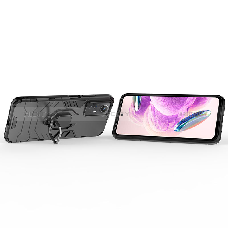 Funda Bumper Silicona y Plastico Mate Carcasa con Magnetico Anillo de dedo Soporte para Xiaomi Redmi Note 12S