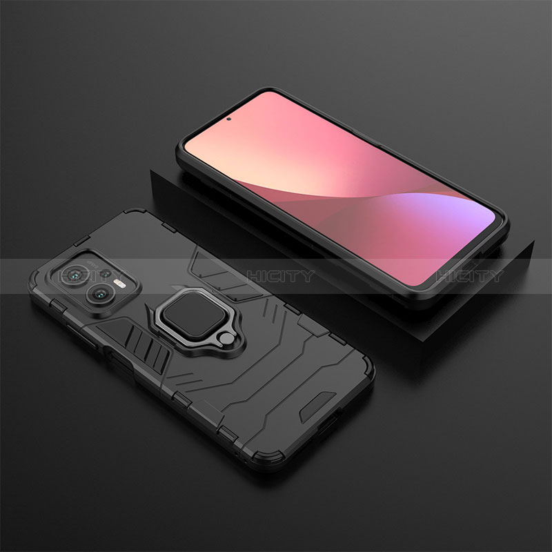 Funda Bumper Silicona y Plastico Mate Carcasa con Magnetico Anillo de dedo Soporte para Xiaomi Redmi Note 12T Pro 5G