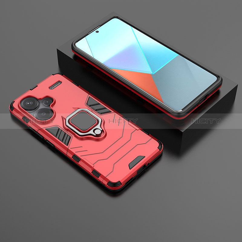 Funda Bumper Silicona y Plastico Mate Carcasa con Magnetico Anillo de dedo Soporte para Xiaomi Redmi Note 13 Pro+ Plus 5G