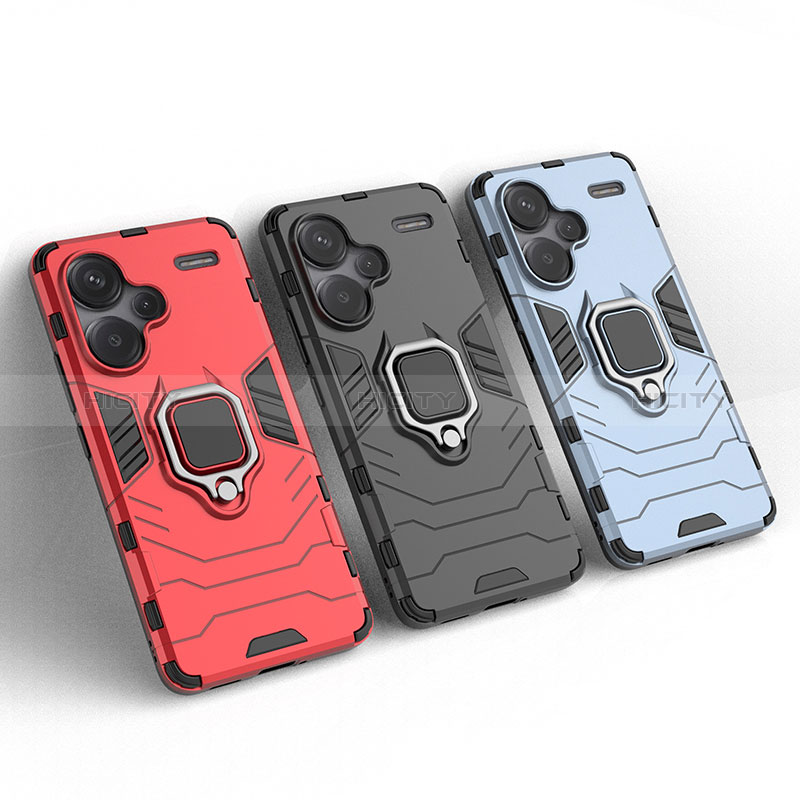 Funda Bumper Silicona y Plastico Mate Carcasa con Magnetico Anillo de dedo Soporte para Xiaomi Redmi Note 13 Pro+ Plus 5G