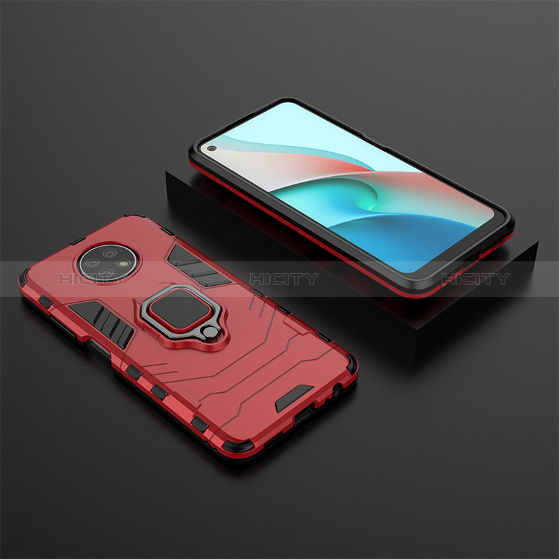 Funda Bumper Silicona y Plastico Mate Carcasa con Magnetico Anillo de dedo Soporte para Xiaomi Redmi Note 9 5G