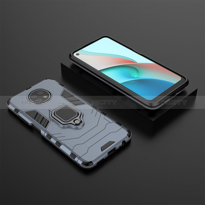 Funda Bumper Silicona y Plastico Mate Carcasa con Magnetico Anillo de dedo Soporte para Xiaomi Redmi Note 9 5G