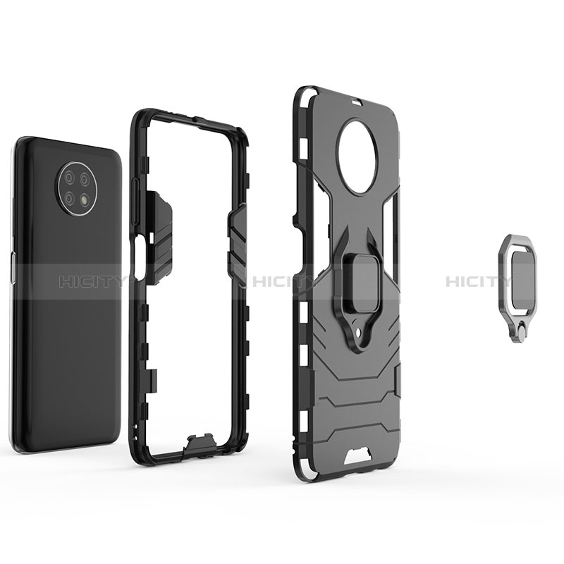 Funda Bumper Silicona y Plastico Mate Carcasa con Magnetico Anillo de dedo Soporte para Xiaomi Redmi Note 9 5G