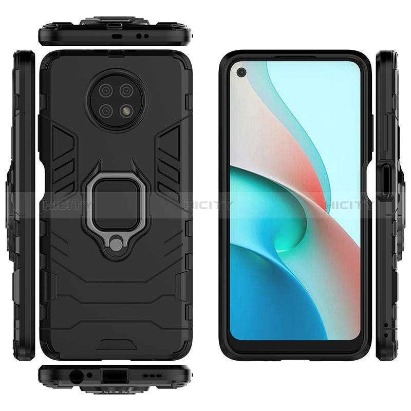 Funda Bumper Silicona y Plastico Mate Carcasa con Magnetico Anillo de dedo Soporte para Xiaomi Redmi Note 9 5G