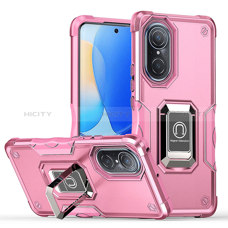 Funda Bumper Silicona y Plastico Mate Carcasa con Magnetico Anillo de dedo Soporte QW1 para Huawei Honor 50 5G