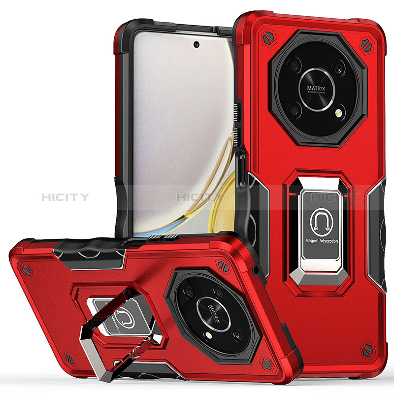 Funda Bumper Silicona y Plastico Mate Carcasa con Magnetico Anillo de dedo Soporte QW1 para Huawei Honor Magic4 Lite 5G