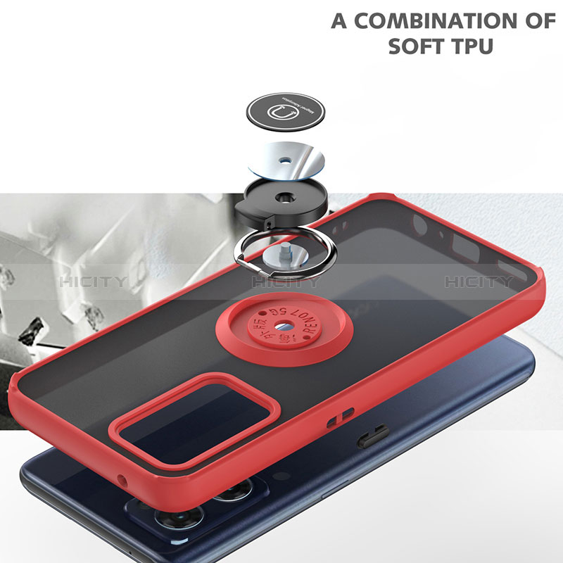 Funda Bumper Silicona y Plastico Mate Carcasa con Magnetico Anillo de dedo Soporte QW1 para OnePlus Nord CE 2 5G