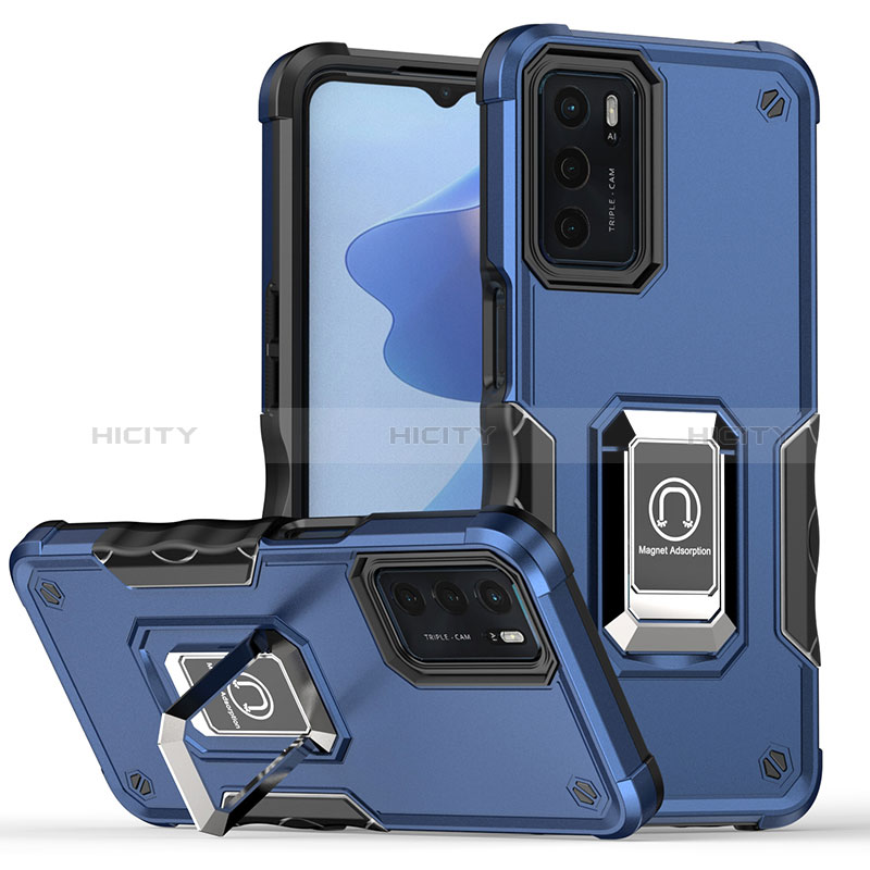 Funda Bumper Silicona y Plastico Mate Carcasa con Magnetico Anillo de dedo Soporte QW1 para Oppo A16