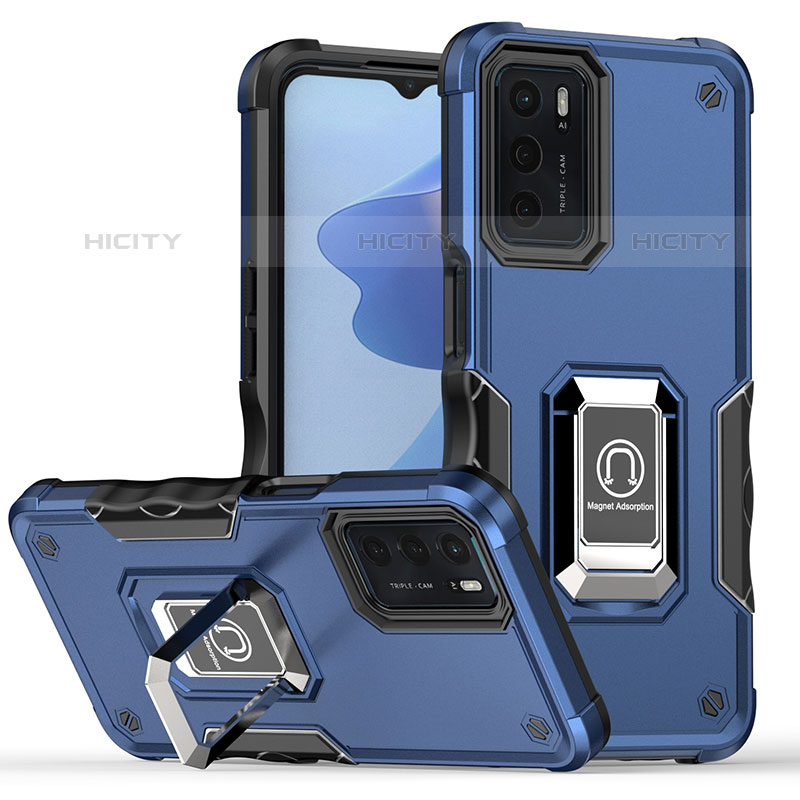 Funda Bumper Silicona y Plastico Mate Carcasa con Magnetico Anillo de dedo Soporte QW1 para Oppo A16s